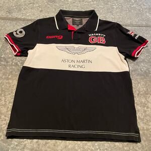 Aston Martin Racing Hackett GB DBR9 59 Polo Shirt Mens Large Black Red White